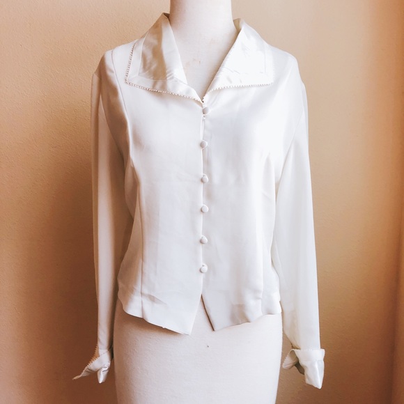 Casual Corner Tops - Casual Corner Vintage Satin Sailor Blouse